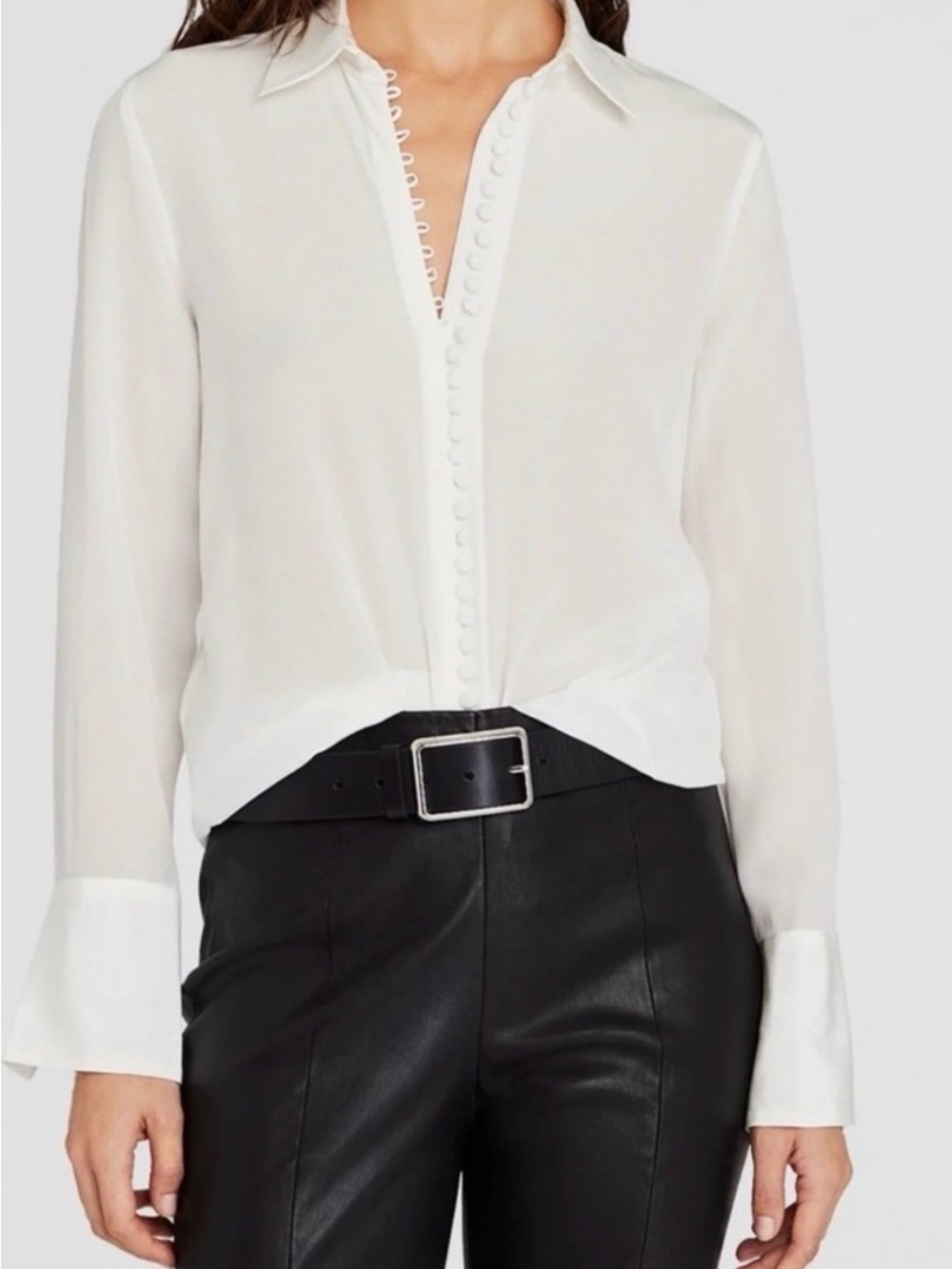 Brooks Brothers ivory Button-Trim Button-Down Blouse